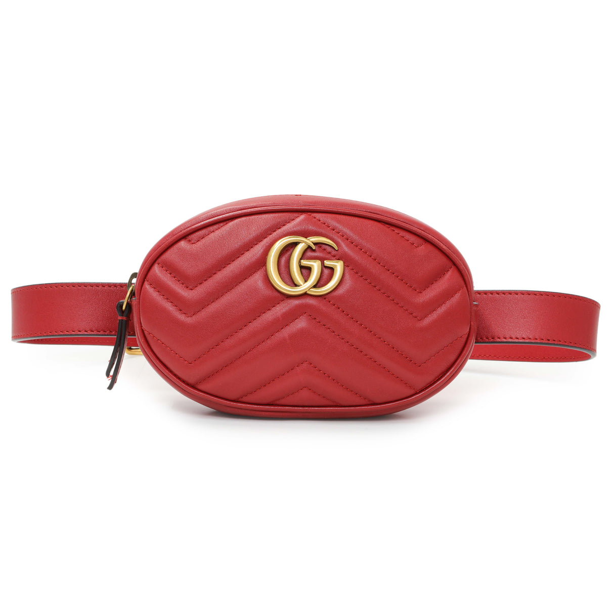 Gucci Red Calfskin Matelasse GG Marmont Belt Bag Handbags Gucci