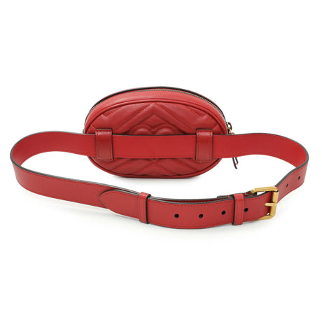 Gucci Red Calfskin Matelasse GG Marmont Belt Bag Handbags Gucci
