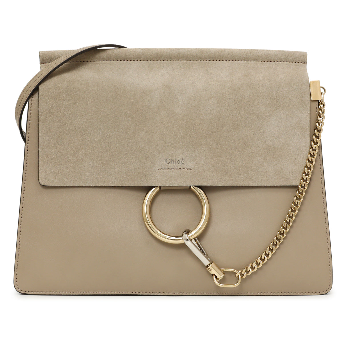 Chloe Grey Calfskin Suede Medium Faye Shoulder Bag