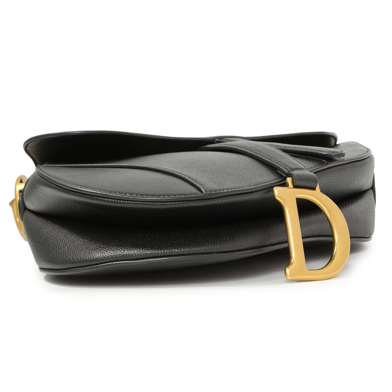 Christian Dior Black Grained Calfskin Saddle Bag – Modaselle