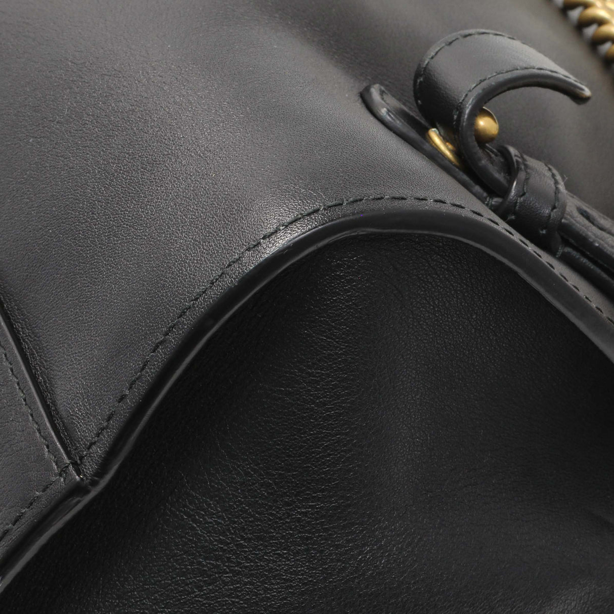 Gucci Black Calfskin Web GG Marmont Flap Chain Backpack Handbags Gucci