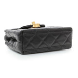 Chanel Black Shiny Aged Calfskin Quilted Mini Nano Kelly Shopper Handbags Chanel