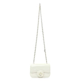 Chanel White Patent Calfskin Small Camellia Flap Handbags Chanel