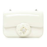 Chanel White Patent Calfskin Small Camellia Flap Handbags Chanel