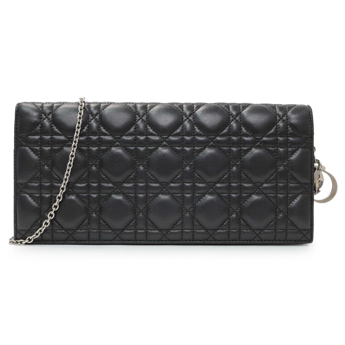 Christian Dior Black Lambskin Cannage Lady Dior Convertible Clutch Handbags Christian Dior