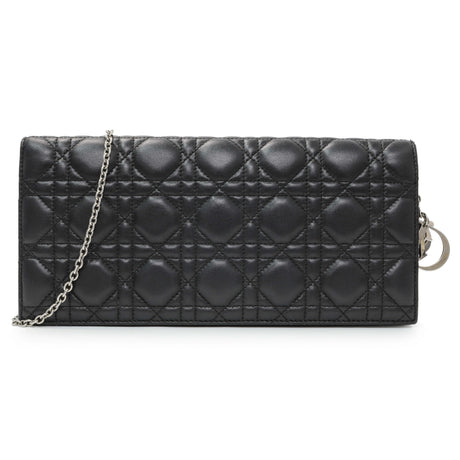 Christian Dior Black Lambskin Cannage Lady Dior Convertible Clutch Handbags Christian Dior