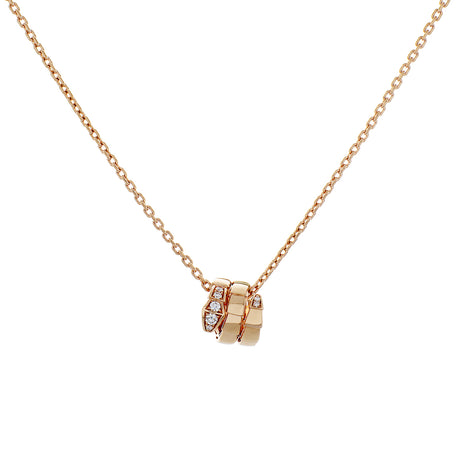 Bulgari 18K Rose Gold Diamond Serpenti Viper Necklace Designer Jewellery Bulgari