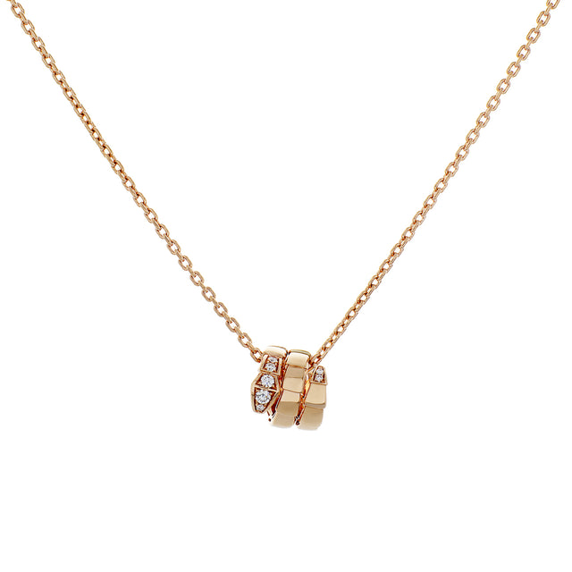 Bulgari 18K Rose Gold Diamond Serpenti Viper Necklace Designer Jewellery Bulgari