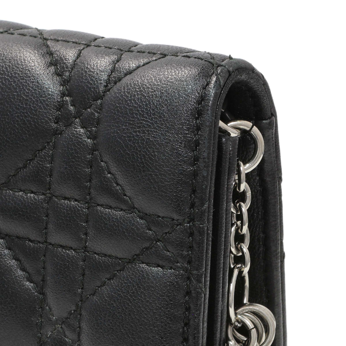 Christian Dior Black Lambskin Cannage Lady Dior Convertible Clutch Handbags Christian Dior