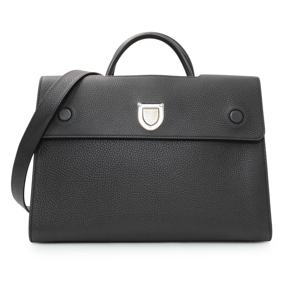 Christian Dior Black Bullcalf Large Diorever Flap Handbags Christian Dior