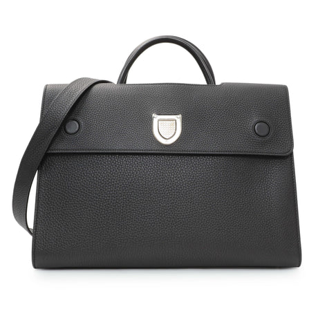 Christian Dior Black Bullcalf Large Diorever Flap Handbags Christian Dior