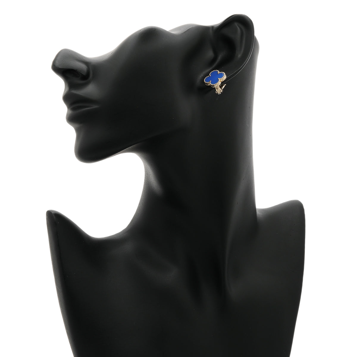 Van Cleef & Arpels 18K Yellow Gold Blue Agate Vintage Alhambra Earrings Designer Jewellery Van Cleef and Arpels