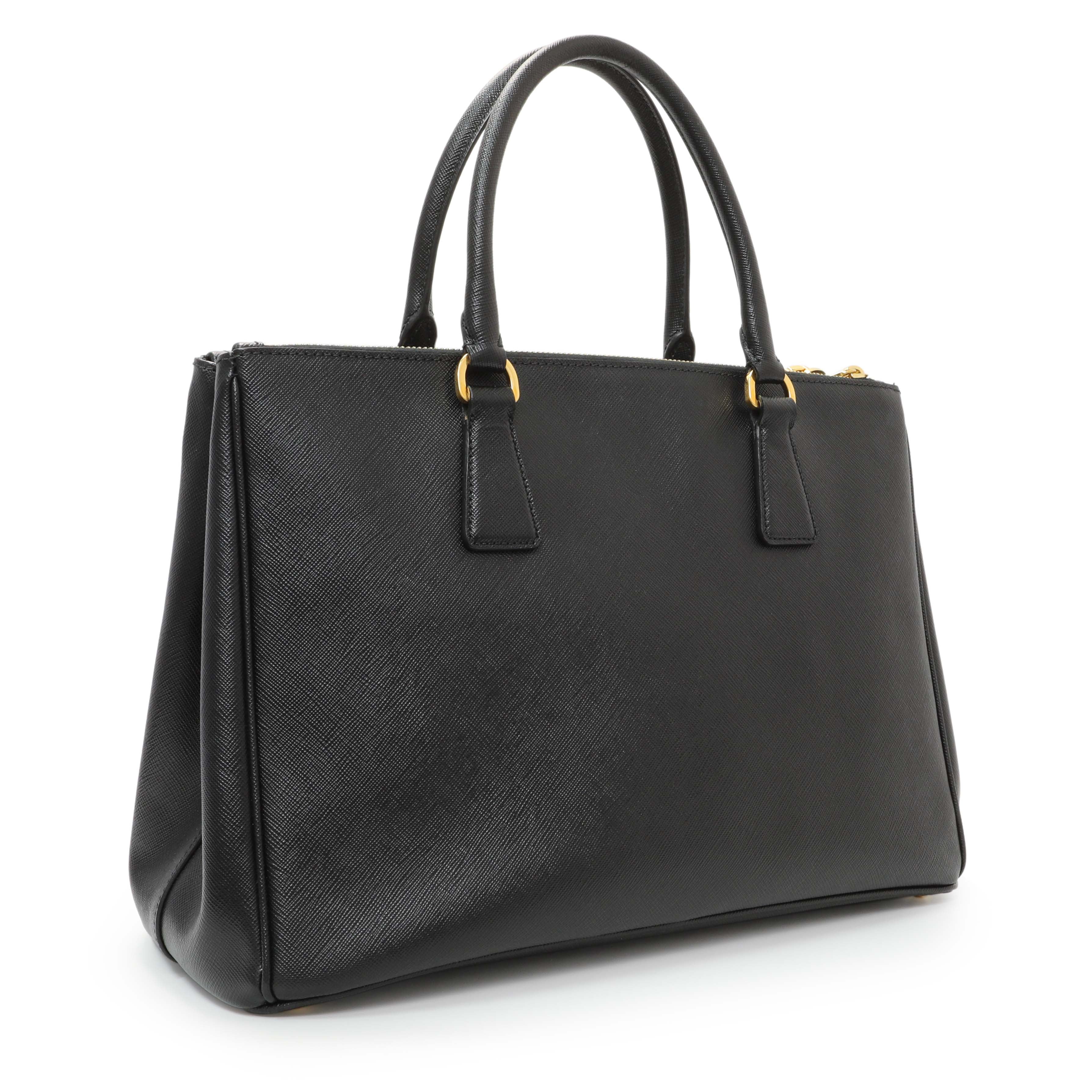 PRADA 黒 トートバッグ Prada Black Saffiano Medium Galleria Double Zip Tote – Modaselle