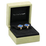 Van Cleef & Arpels 18K Yellow Gold Blue Agate Vintage Alhambra Earrings Designer Jewellery Van Cleef and Arpels
