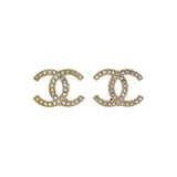 Chanel Gold Crystal CC Earrings Designer Jewellery Chanel
