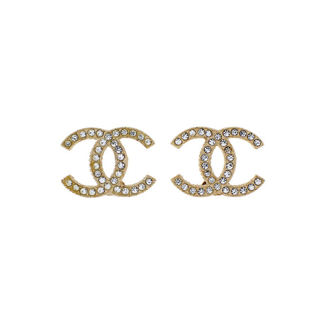 Chanel Gold Crystal CC Earrings Designer Jewellery Chanel