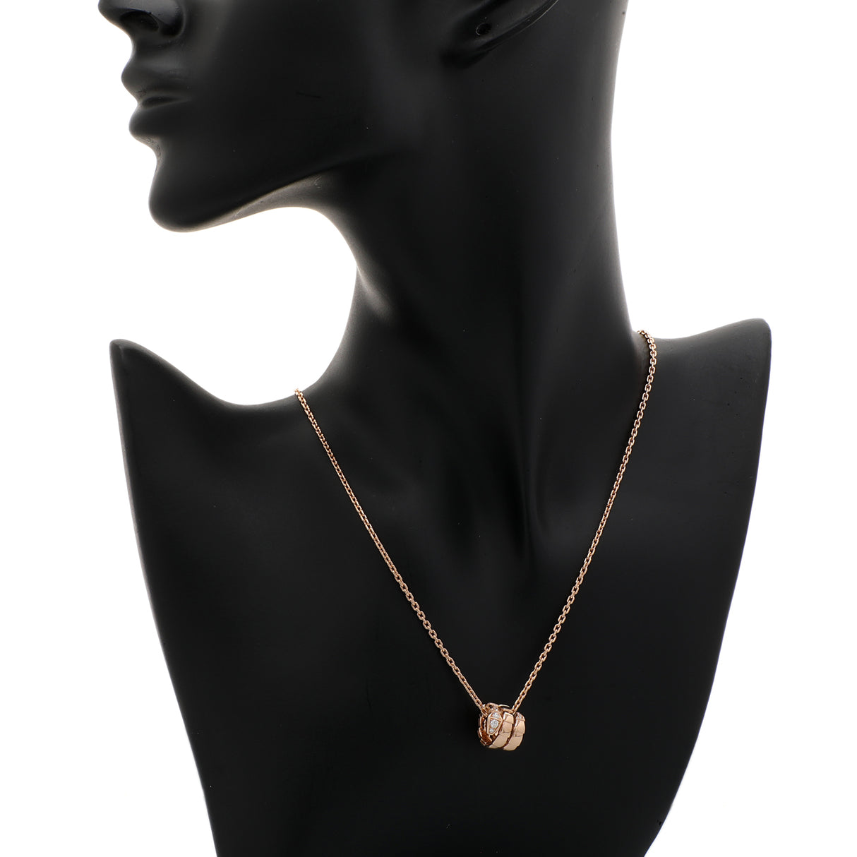 Bulgari 18K Rose Gold Diamond Serpenti Viper Necklace Designer Jewellery Bulgari