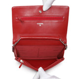 Chanel Red Quilted Calfskin Classic Wallet On Chain Handbags Chanel