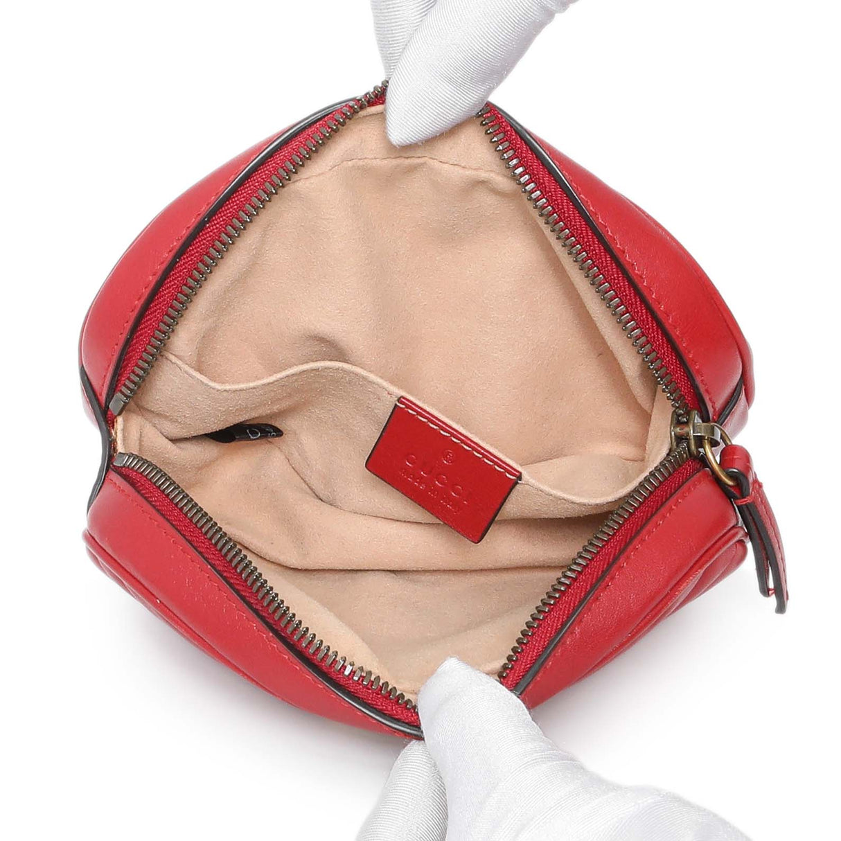 Gucci Red Calfskin Matelasse GG Marmont Belt Bag Handbags Gucci