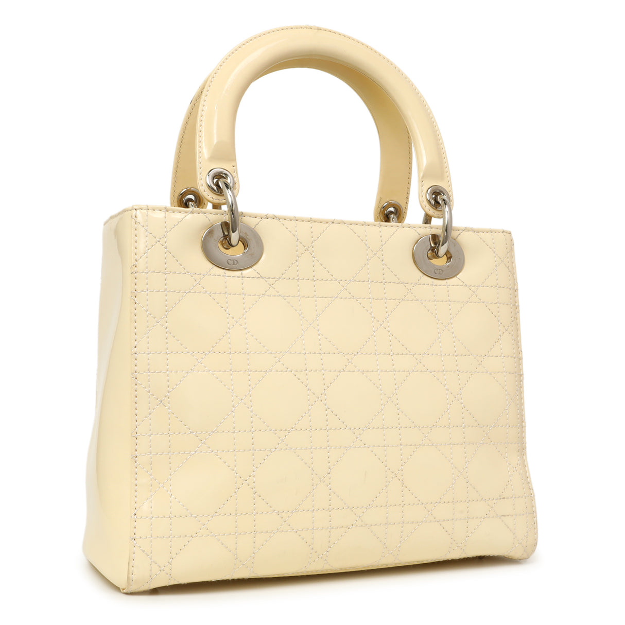 Christian Dior Ivory Patent Cannage Medium Lady Dior