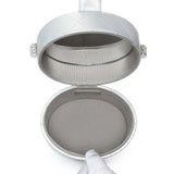 Chanel Silver Quilted Round Vanity Case With Chain Handbags Chanel