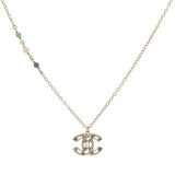 Chanel Crystal & Resin CC Pendant  Necklace