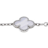Van Cleef & Arpels 18K White Gold Chalcedony 5 Motifs Vintage Alhambra Bracelet Designer Jewellery Van Cleef and Arpels