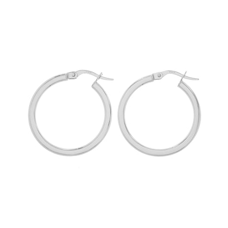 18K White Gold Italian Hoop Earrings Fine Jewellery Modaselle