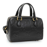 Gucci Black Calfskin Jumbo GG Embossed Super Mini Top Handle Bowler Bag Handbags Gucci