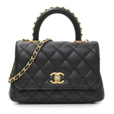 Chanel Black Caviar Quilted Extra Mini Coco Handle Handbags Chanel