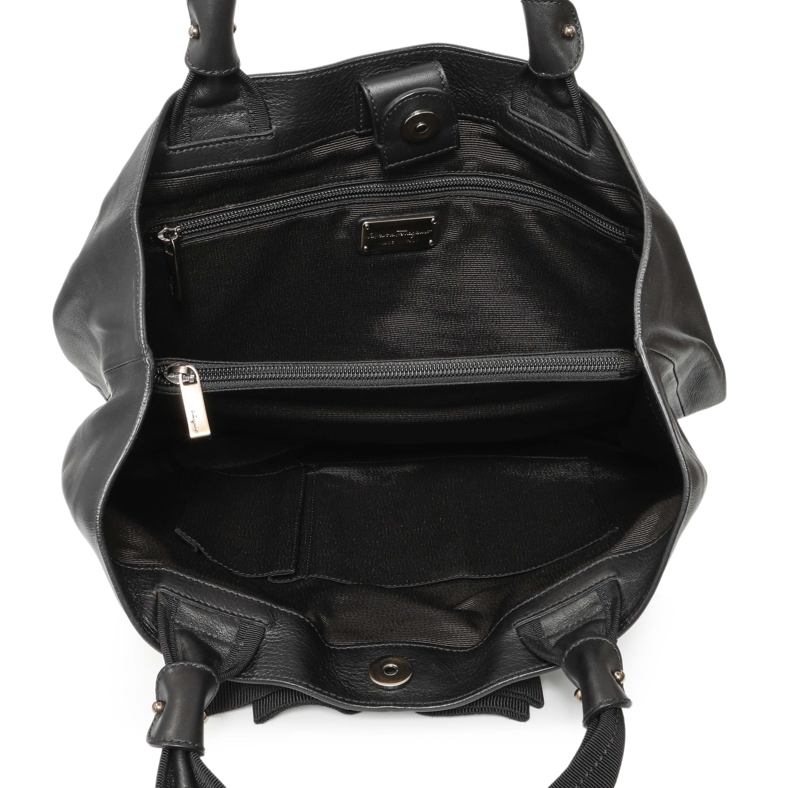 Salvatore Ferragamo Black Calfskin Vara Tote – Modaselle