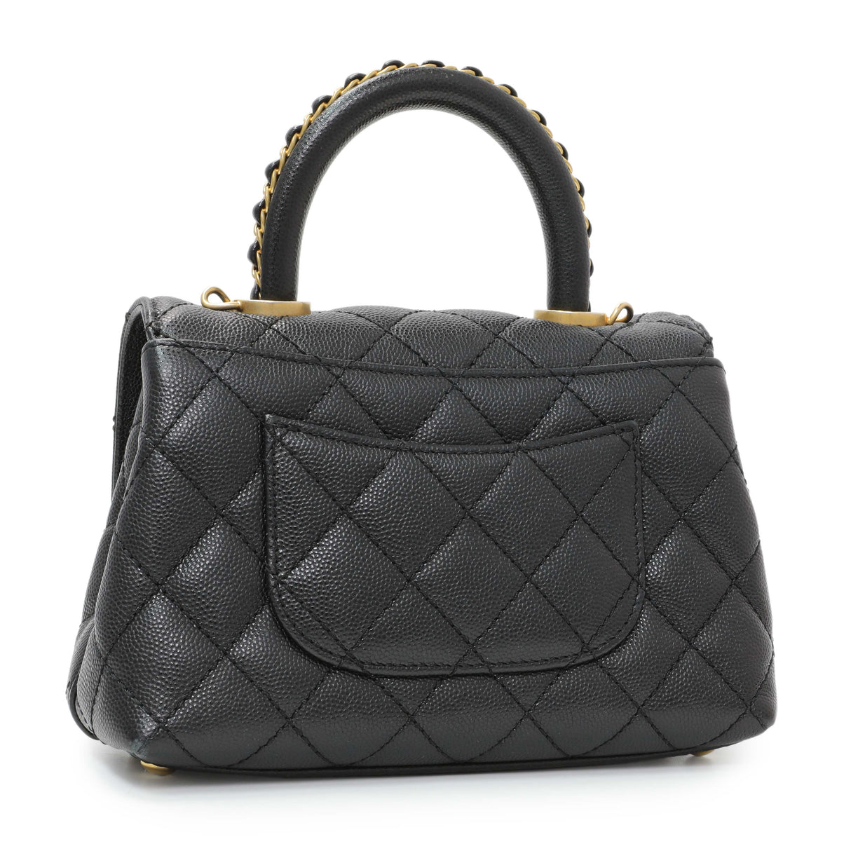 Chanel Black Caviar Quilted Extra Mini Coco Handle Handbags Chanel