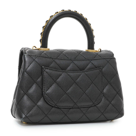 Chanel Black Caviar Quilted Extra Mini Coco Handle Handbags Chanel
