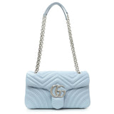 Gucci Light Blue Calfskin Matelasse Medium GG Marmont Shoulder Bag Handbags Gucci