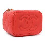 Chanel Orange Caviar Mini Vanity Case With Chain