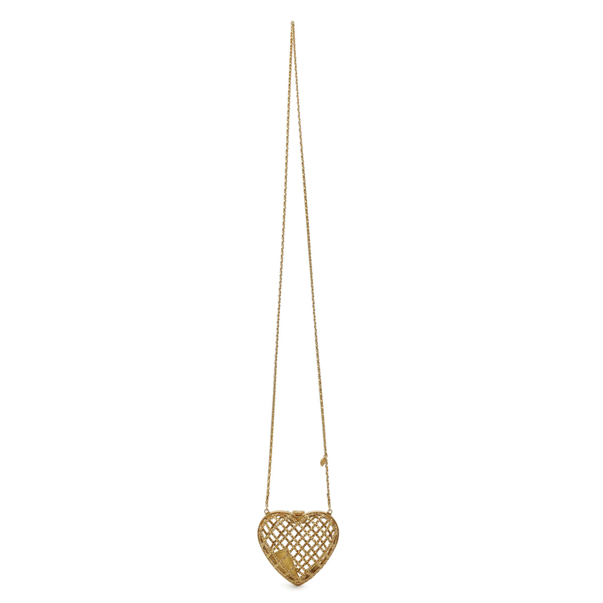 Chanel Metal Metallic Lambskin Heart Minaudiere Crossbody Handbags Chanel