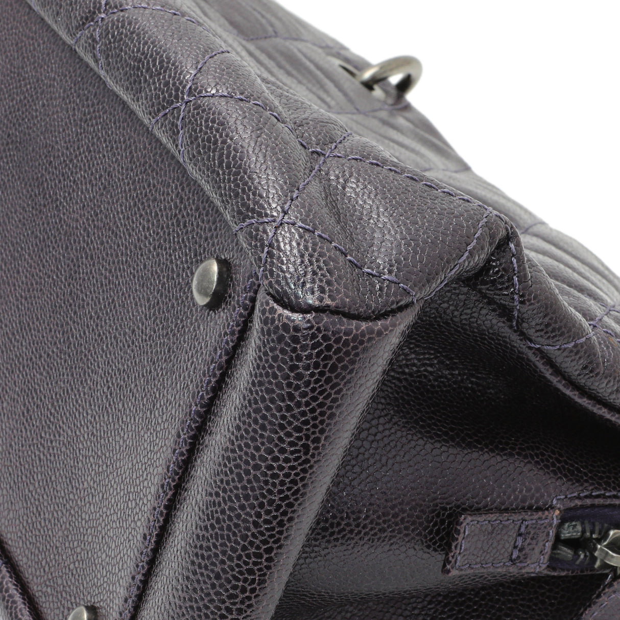 Chanel Purple Iridescent Caviar Quilted Chic Shopping Tote Handbags Chanel