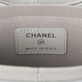 Chanel Silver Quilted Round Vanity Case With Chain Handbags Chanel