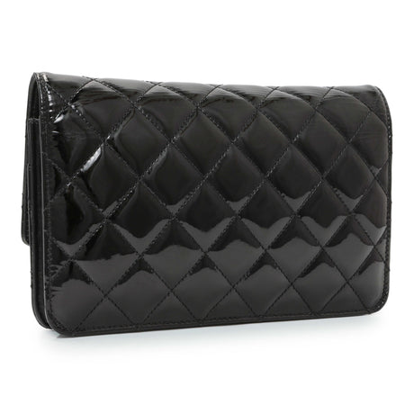 Chanel Black Quilted Patent Brilliant Wallet On Chain WOC Handbags Chanel