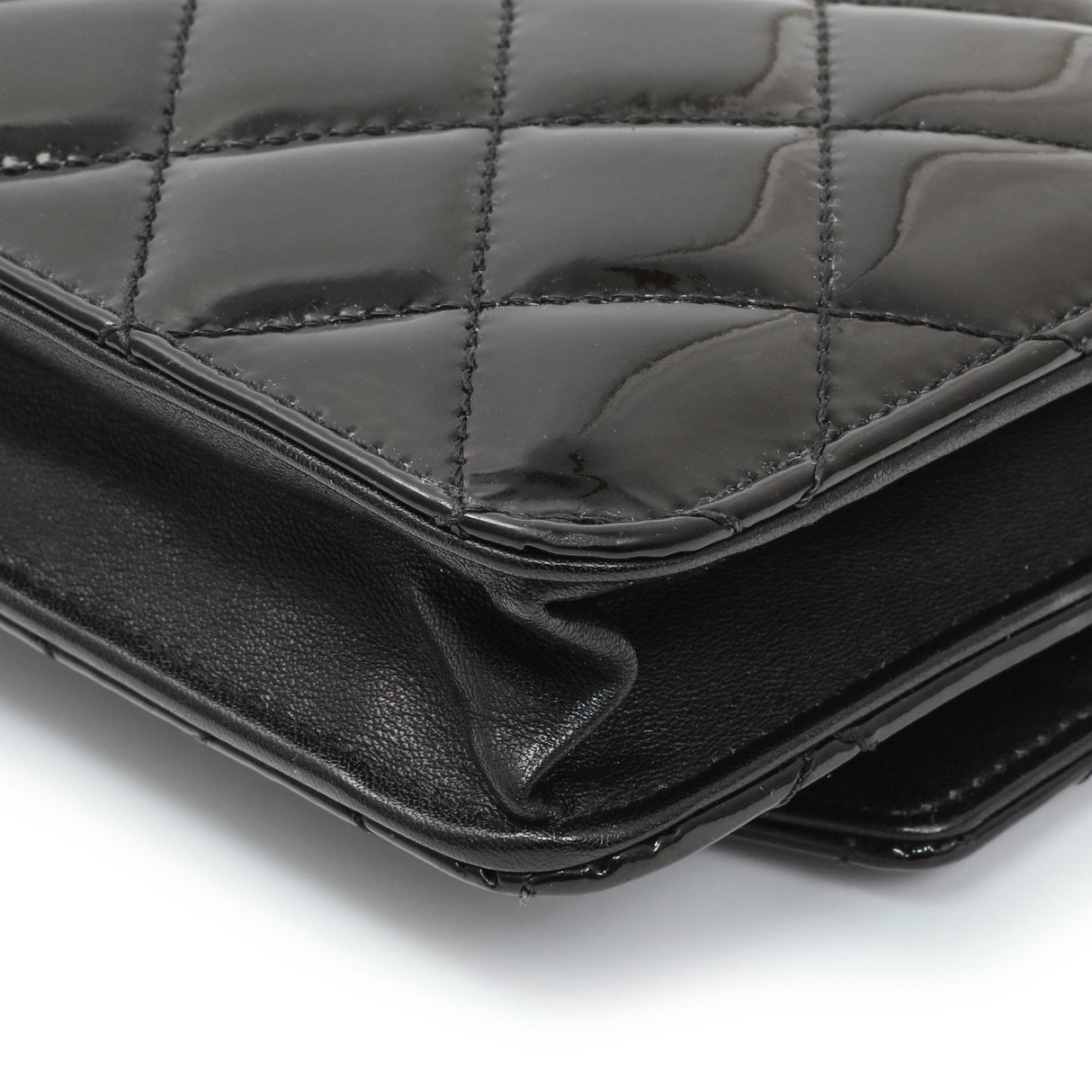 Chanel Black Quilted Patent Brilliant Wallet On Chain WOC Handbags Chanel