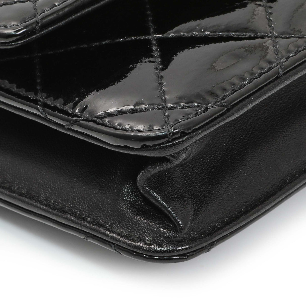 Chanel Black Quilted Patent Brilliant Wallet On Chain WOC Handbags Chanel