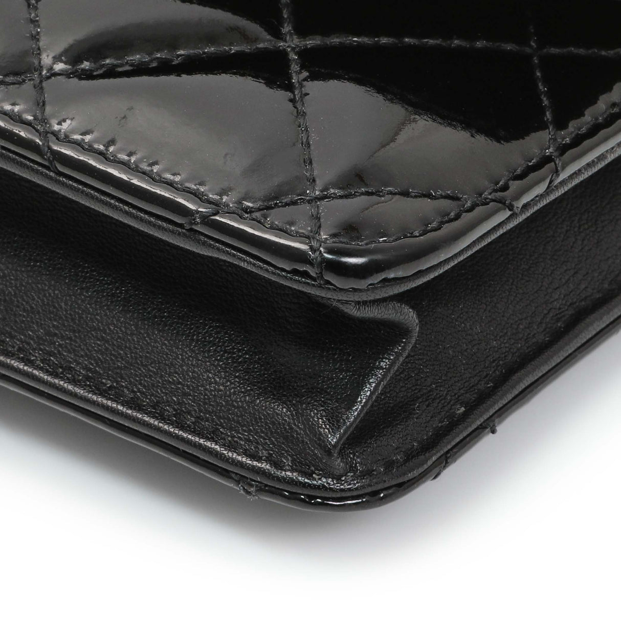 Chanel Black Quilted Patent Brilliant Wallet On Chain WOC Handbags Chanel
