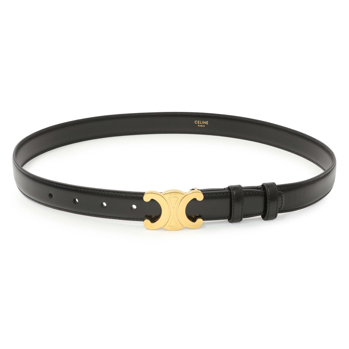 Celine Black Box Calfskin Medium 25mm Triomphe Belt Accessories Celine
