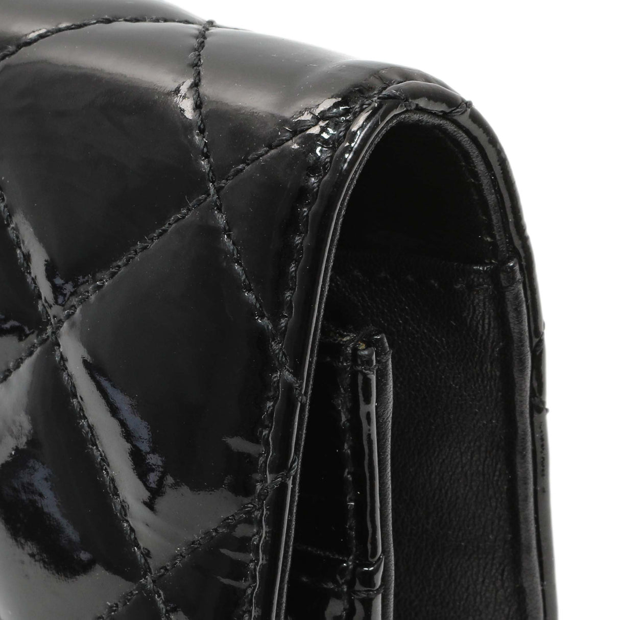 Chanel Black Quilted Patent Brilliant Wallet On Chain WOC Handbags Chanel