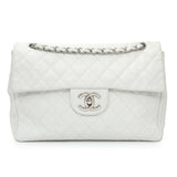 Chanel White Quilted Caviar Maxi Single Flap Handbags Chanel