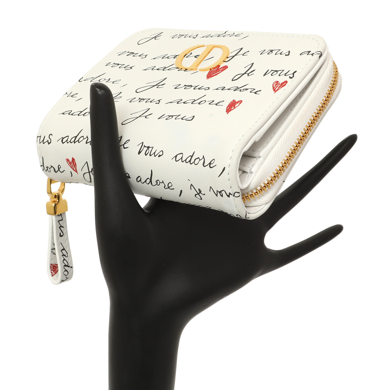 Christian Dior White Calfskin Dioramour Je Vous Adore Caro Scarlet