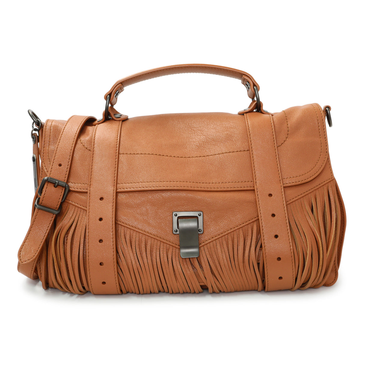 Proenza Schouler Brown Lambskin PS1 Fringe Satchel Handbags Proenza Schouler