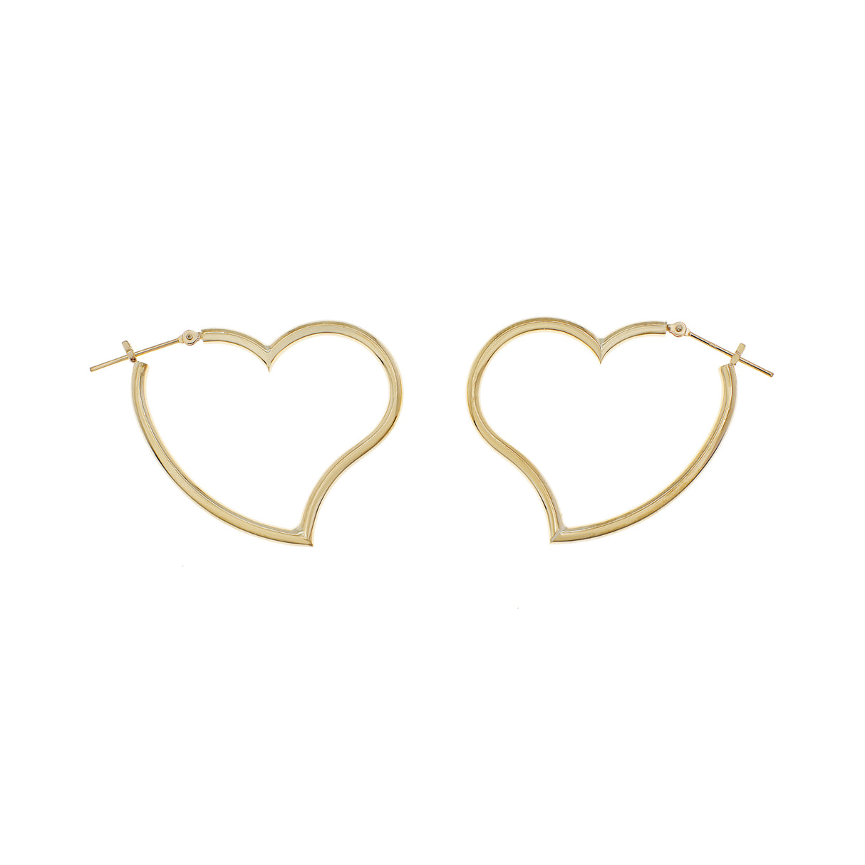 18K Yellow Gold Heart Hoop Earrings Fine Jewellery Modaselle