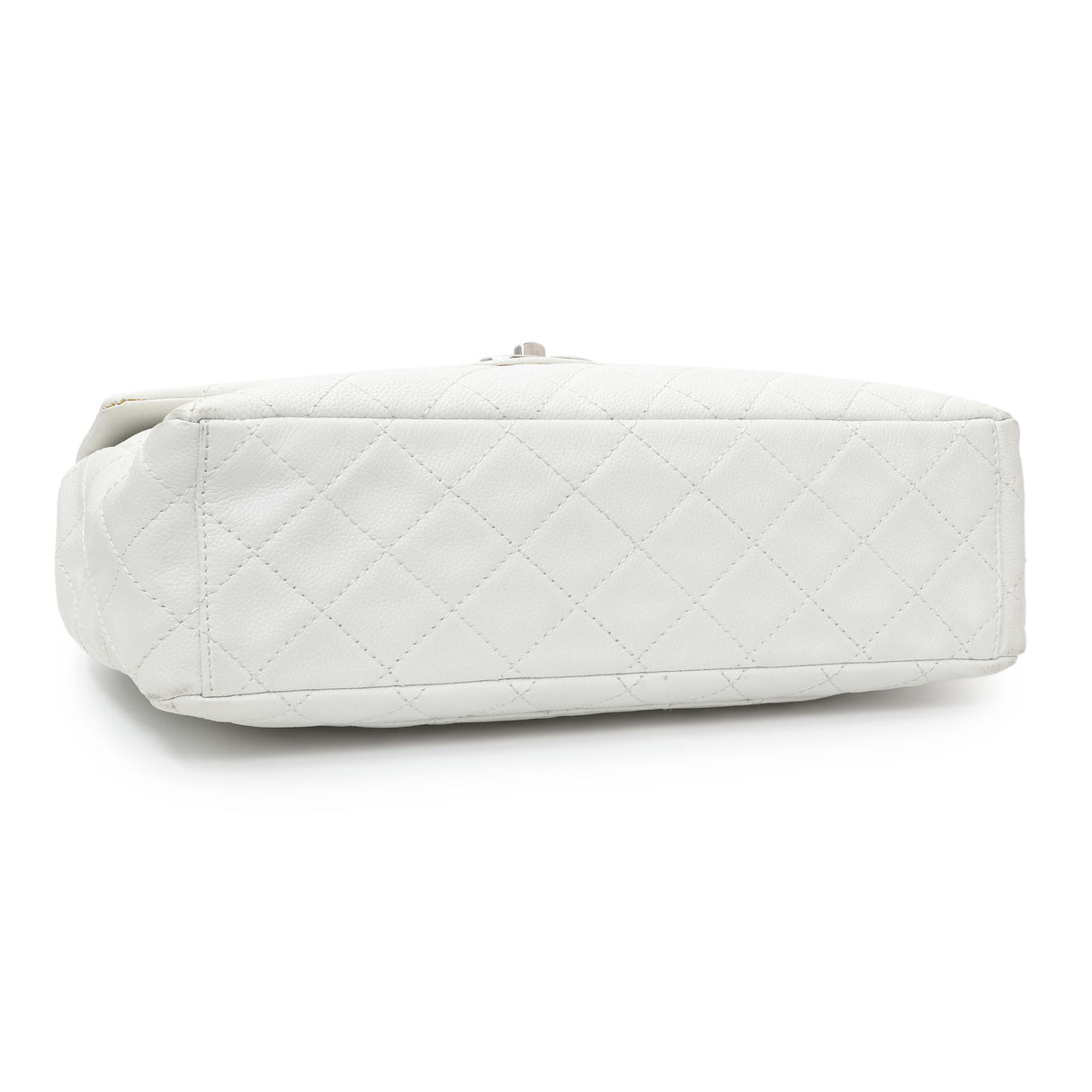 Chanel White Quilted Caviar Maxi Single Flap Handbags Chanel
