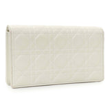 Christian Dior White Lambskin Cannage Lady Dior Pouch with Chain Handbags Christian Dior